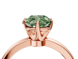 Rose gold Fancy Green Cushion  Solitaire Diamond Ring with Six-Prong Setting on a Classic Band_7