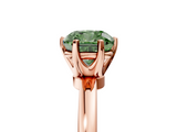 Rose gold Fancy Green Cushion  Solitaire Diamond Ring with Six-Prong Setting on a Classic Band_8