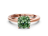 Rose gold Fancy Green Cushion  Solitaire Diamond Ring with Split Shank and Four-Prong Setting_12