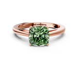 Rose gold Fancy Green Cushion  Solitaire Diamond Ring with Split Shank and Four-Prong Setting_20