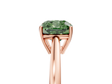 Rose gold Fancy Green Cushion  Solitaire Diamond Ring with Split Shank and Four-Prong Setting_25