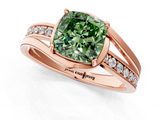 Rose gold Fancy Green Cushion  Solitaire Diamond Ring with Split Shank and Prong Setting_41