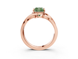 Rose gold Fancy Green Cushion  Solitaire Diamond Ring with Split Shank and Prong Setting_43