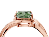 Rose gold Fancy Green Cushion  Solitaire Diamond Ring with Split Shank and Prong Setting_44