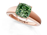 Rose gold Fancy Green Cushion  Solitaire Diamond Ring with Tapered Band and Four-Prong Setting_50
