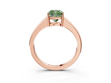 Rose gold Fancy Green Cushion  Solitaire Diamond Ring with Tapered Band and Four-Prong Setting_52