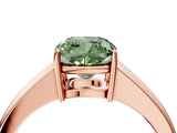 Rose gold Fancy Green Cushion  Solitaire Diamond Ring with Tapered Band and Four-Prong Setting_53