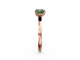 Rose gold Fancy Green Cushion  Solitaire Diamond Ring with Thin Band and Four-Prong Setting_5