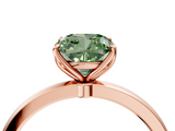 Rose gold Fancy Green Cushion  Solitaire Diamond Ring with Thin Band and Four-Prong Setting_7