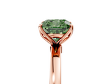 Rose gold Fancy Green Cushion  Solitaire Diamond Ring with Thin Band and Four-Prong Setting_8