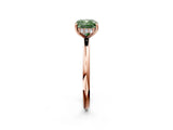 Rose gold Fancy Green Cushion  Solitaire Diamond Ring with a Classic Band and Four-Prong Setting 2