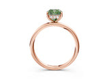 Rose gold Fancy Green Cushion  Solitaire Diamond Ring with a Classic Band and Four-Prong Setting 3