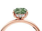 Rose gold Fancy Green Cushion  Solitaire Diamond Ring with a Classic Band and Four-Prong Setting 4