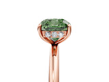 Rose gold Fancy Green Cushion  Solitaire Diamond Ring with a Classic Band and Four-Prong Setting 5