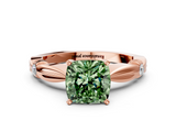 Rose gold Fancy Green Cushion  Solitaire Diamond Twisted Band with Four-Prong Setting_66