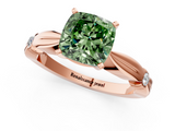 Rose gold Fancy Green Cushion  Solitaire Diamond Twisted Band with Four-Prong Setting_67