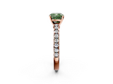 Rose gold Fancy Green Cushion  Solitaire Diamond with Pavé Band and Four-Prong Setting_77