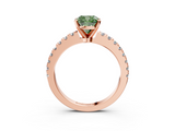 Rose gold Fancy Green Cushion  Solitaire Diamond with Pavé Band and Four-Prong Setting_78