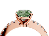 Rose gold Fancy Green Cushion  Solitaire Diamond with Pavé Band and Four-Prong Setting_79