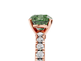 Rose gold Fancy Green Cushion  Solitaire Diamond with Pavé Band and Four-Prong Setting_80