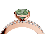 Rose gold Fancy Green Cushion  Solitaire Diamond with Pave and Channel Set Band_65