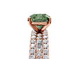 Rose gold Fancy Green Cushion  Solitaire Diamond with Pave and Channel Set Band_66