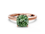 Rose gold Fancy Green Cushion  Solitaire Engagement Ring with Cathedral Band and Four-Prong Setting_21