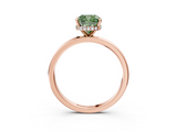 Rose gold Fancy Green Cushion  Solitaire Engagement Ring with Cathedral Band and Four-Prong Setting_24