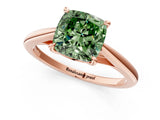 Rose gold Fancy Green Cushion  Solitaire Engagement Ring with Four-Prong Setting and Classic Band 1