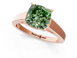 Rose gold Fancy Green Cushion  Solitaire Engagement Ring with Four-Prong Setting and Tapered Band_4