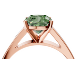 Rose gold Fancy Green Cushion  Solitaire Engagement Ring with Four-Prong Setting and Tapered Band_7