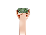 Rose gold Fancy Green Cushion  Solitaire Engagement Ring with Four-Prong Setting and Tapered Band_8