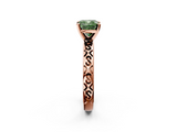 Rose gold Fancy Green Cushion  Solitaire Engagement Ring with Scrollwork Band and Four-Prong Setting_135