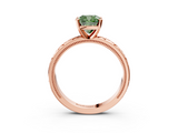 Rose gold Fancy Green Cushion  Solitaire Engagement Ring with Scrollwork Band and Four-Prong Setting_136