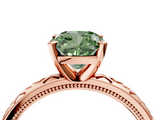 Rose gold Fancy Green Cushion  Solitaire Engagement Ring with Scrollwork Band and Four-Prong Setting_137
