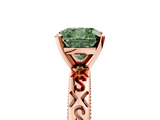 Rose gold Fancy Green Cushion  Solitaire Engagement Ring with Scrollwork Band and Four-Prong Setting_138
