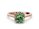 Rose gold Fancy Green Cushion  Solitaire Engagement Ring with Six-Prong Setting and Classic Band