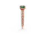 Rose gold Fancy Green Cushion  Solitaire Floral Milgrain Engagement Ring_33