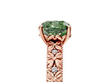 Rose gold Fancy Green Cushion  Solitaire Floral Milgrain Engagement Ring_36