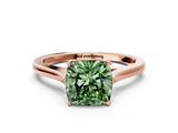 Rose gold Fancy Green Cushion  Solitaire Heart Prong Engagement Ring with Tapered Band_55