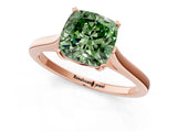 Rose gold Fancy Green Cushion  Solitaire Heart Prong Engagement Ring with Tapered Band_56