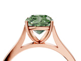 Rose gold Fancy Green Cushion  Solitaire Heart Prong Engagement Ring with Tapered Band_59