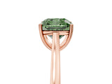 Rose gold Fancy Green Cushion  Solitaire Heart Prong Engagement Ring with Tapered Band_60