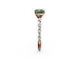 Rose gold Fancy Green Cushion  Solitaire Marquise Side Stone Prong Setting Ring_44