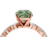 Rose gold Fancy Green Cushion  Solitaire Marquise Side Stone Prong Setting Ring_46