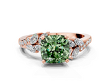Rose gold Fancy Green Cushion  Solitaire Marquise Twist Band with Six-Prong Setting_76
