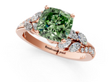 Rose gold Fancy Green Cushion  Solitaire Marquise Twist Band with Six-Prong Setting_77