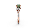 Rose gold Fancy Green Cushion  Solitaire Marquise Twist Band with Six-Prong Setting_78