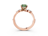 Rose gold Fancy Green Cushion  Solitaire Marquise Twist Band with Six-Prong Setting_79