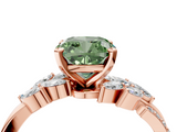 Rose gold Fancy Green Cushion  Solitaire Marquise Twist Band with Six-Prong Setting_80